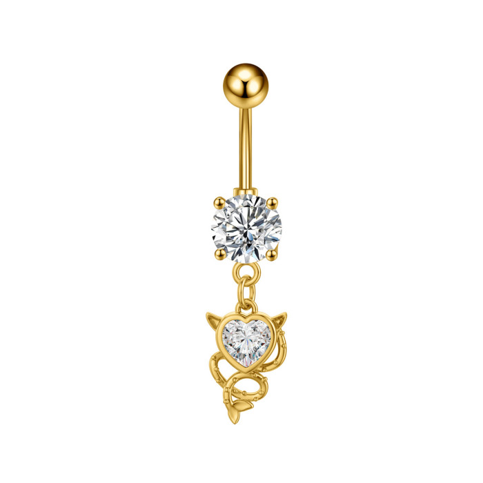 Amazon Cross-Border Belly Button Ring Butterfly Shiny Zircon Pendant Belly Button Stud European and American Piercing Jewelry In Stock Wholesale