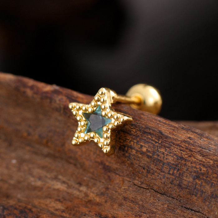 Stainless Steel Rod Copper Micro Inlaid Zircon Ear Bone Studs Exquisite Simple Cross-Border Ear Studs Piercing Jewelry 0.8*6*4mm
