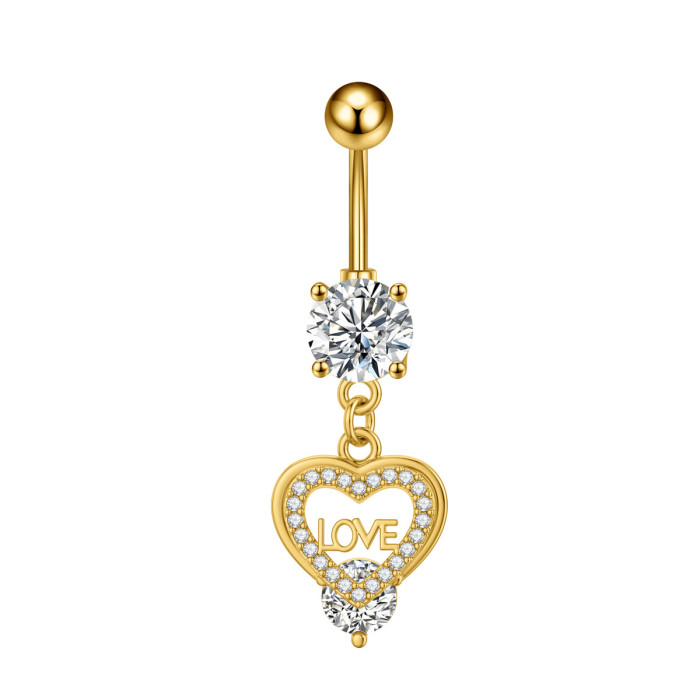 Amazon Cross-Border Belly Button Ring Butterfly Shiny Zircon Pendant Belly Button Stud European and American Piercing Jewelry In Stock Wholesale