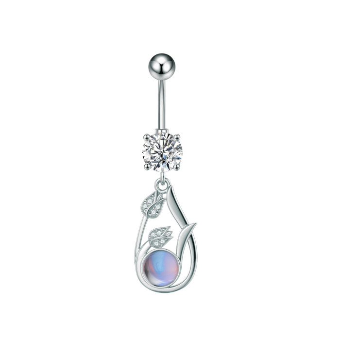 Cross-Border E-commerce New Zircon Belly Button Ring Oil Belly Button Piercing Jewelry Online Wholesale