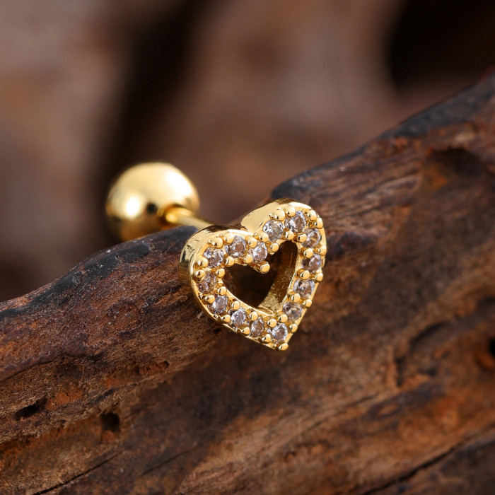 Minimalist Personality Stainless Steel Zircon Ear Bone Studs Exquisite Small Micro Inlaid Ear Studs Piercing Jewelry 0.8*6*4mm