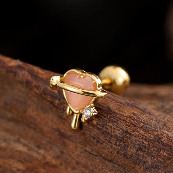 Stainless Steel Rod Copper Micro Inlaid Zircon Ear Bone Studs Exquisite Simple Cross-Border Ear Studs Piercing Jewelry 0.8*6*4mm