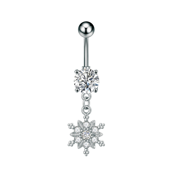Amazon Cross-Border Belly Button Ring Butterfly Shiny Zircon Pendant Belly Button Stud European and American Piercing Jewelry In Stock Wholesale