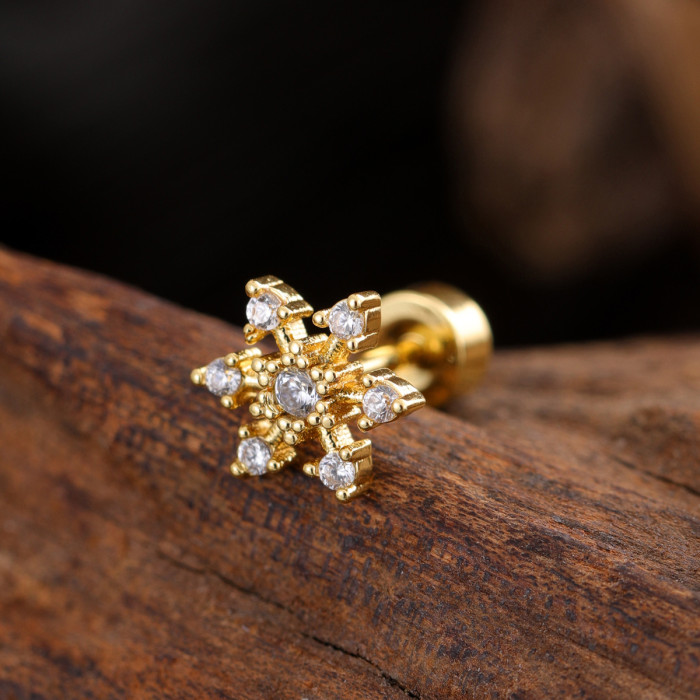 Stainless Steel Rod Copper Micro Inlaid Zircon Ear Bone Studs Exquisite Simple Cross-Border Ear Studs Piercing Jewelry 0.8*6*4mm