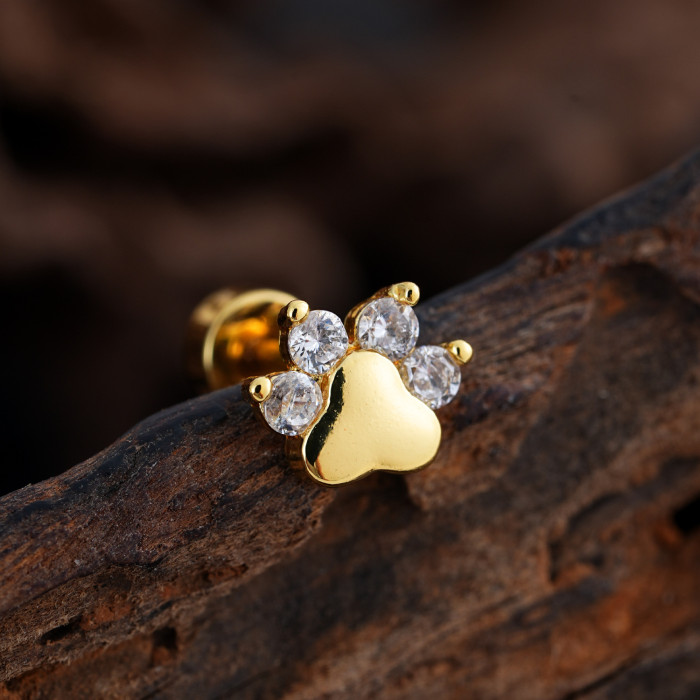 Cross-Border Minimalist Niche Micro Inlaid Zircon Ear Bone Studs Exquisite Real Gold Plated Ear Studs Piercing Jewelry 0.8*6*4mm