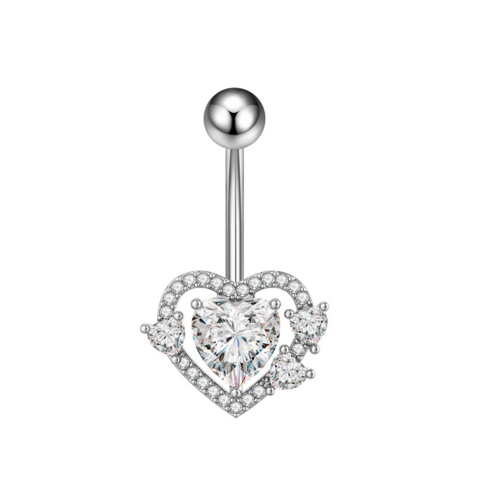 Cross-Border E-commerce New Stainless Steel Zircon Belly Button Ring Belly Button Stud Butterfly Pearl Chain Belly Button Ring Online Wholesale