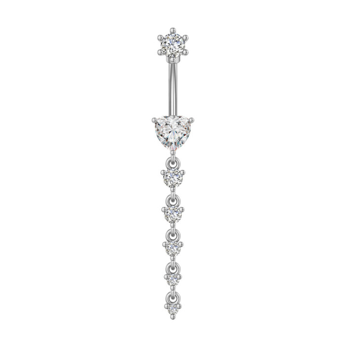 European and American Cross-Border New Stainless Steel Zircon Navel Ring Crown Cherry Butterfly Zircon Micro-Inlaid Navel Ring Navel Stud