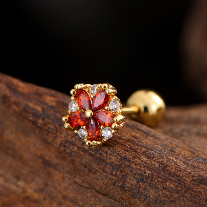 Stainless Steel Rod Copper Micro Inlaid Zircon Ear Bone Studs Exquisite Simple Cross-Border Ear Studs Piercing Jewelry 0.8*6*4mm