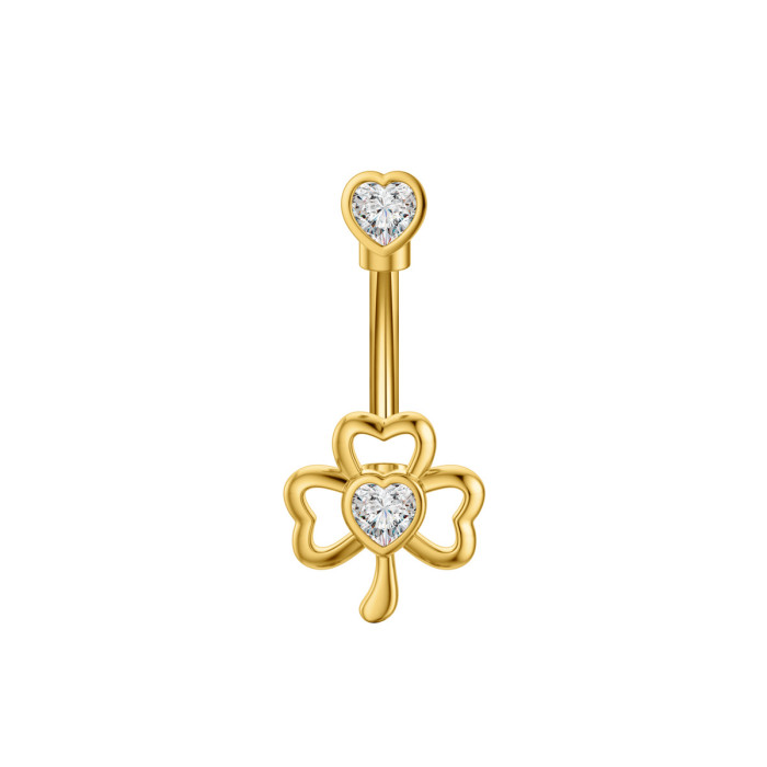 Cross-Border E-commerce New Navel Ring Heart-Shaped Zircon Navel Stud Butterfly Bee Piercing Navel Button In Stock Sale