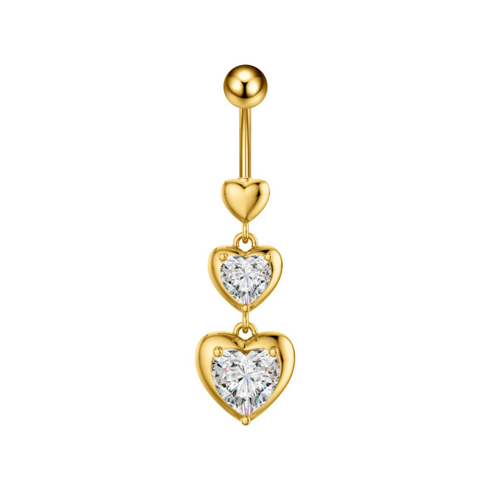 Cross-Border New Stainless Steel Belly Button Ring Long Zirconia Pendant Belly Button Ring Personalized Exquisite Piercing Jewelry Wholesale
