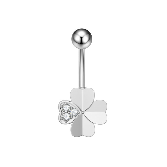 Cross-Border E-commerce New Stainless Steel Zircon Belly Button Ring Belly Button Stud Butterfly Pearl Chain Belly Button Ring Online Wholesale