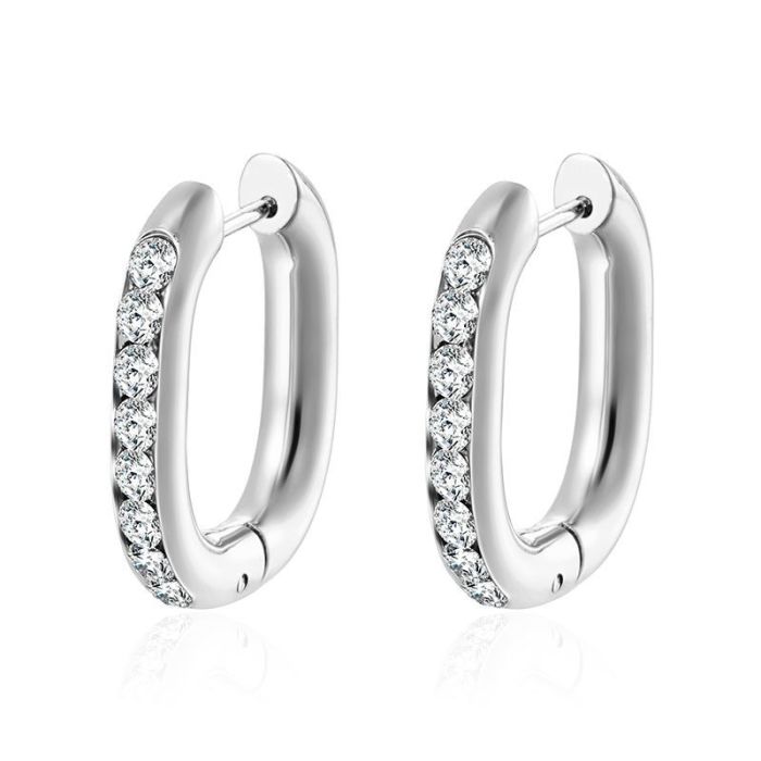 Inlaid Square Stone Earrings Style Women's Earrings Fashionable Personality Versatile 18K Gold Stone-Inlaid Ear J...
