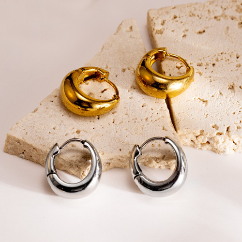 Cross-Border Direct Supply Women's Stainless Steel Earrings 18k Real Gold Ear Clips Fashion Simple U-Shaped Casting Chic Style Earrings