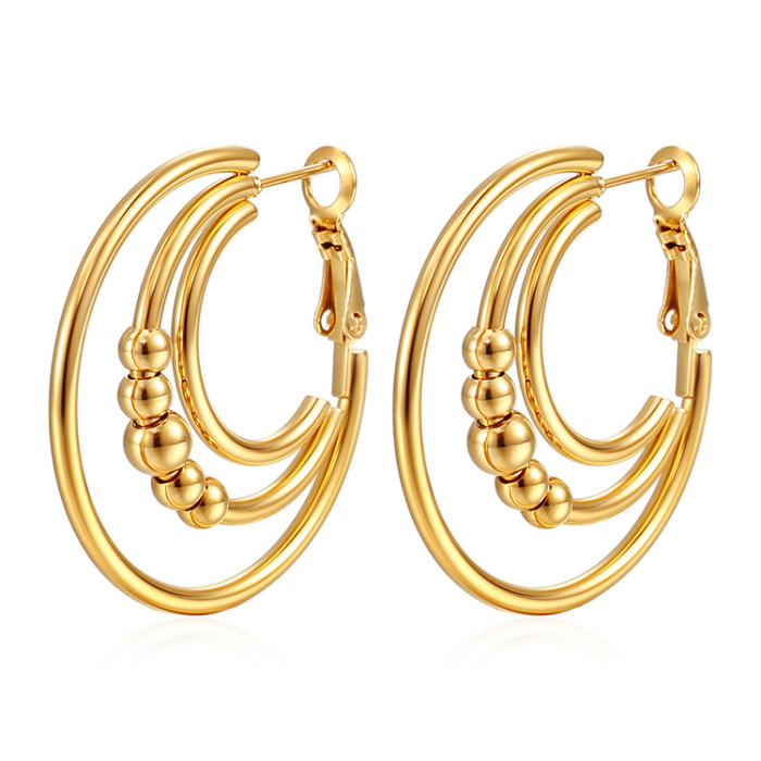Direct Supply Multi-Layer Stainless Steel Earrings for Women Trendy Versatile Spliced Stud Earrings Niche Design Sens...