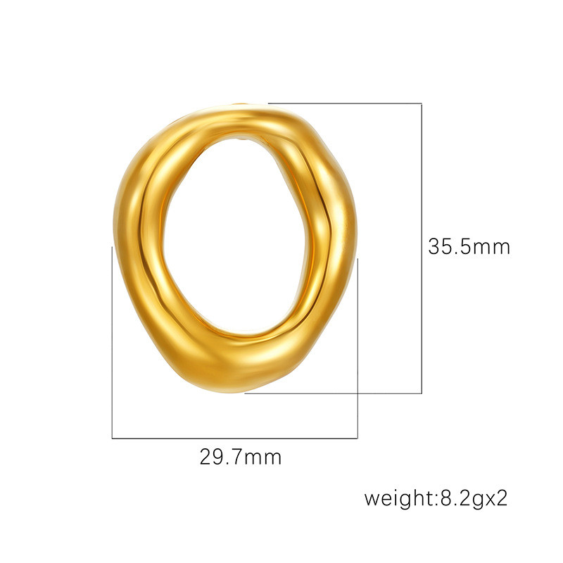Mushan European and American Geometric Hollow Oval Earrings for Women Trendy Stainless Steel Studs Fashionable Personality 18K Plated Ear Jewelry
