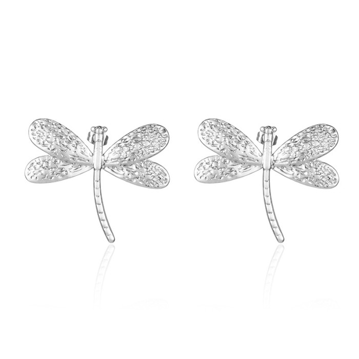 Vintage Stainless Steel Dragonfly Earrings Fashion Women's Insect Stud Earrings Unique Trendy Earrings Wholesale