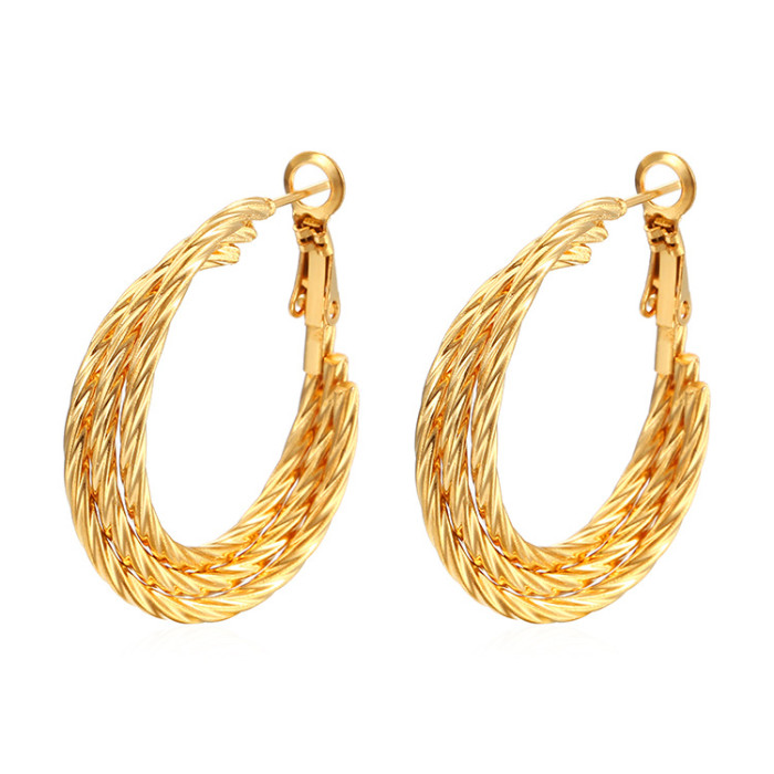 Direct Supply Multi-Layer Stainless Steel Earrings for Women Trendy Versatile Spliced Stud Earrings Niche Design Sens...