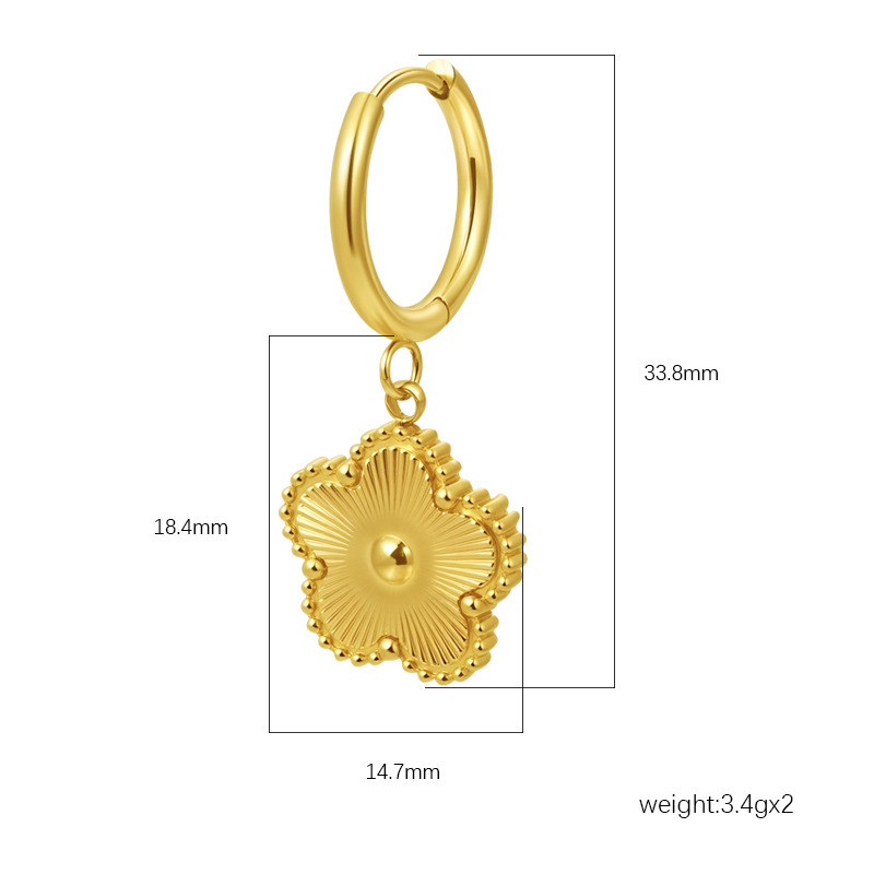 Cross-Border Exclusive Five-Leaf Flower Pendant Stainless Steel Earrings for Women Trendy Versatile 18K Plated High-End Feel Versatile Ear Jewelry