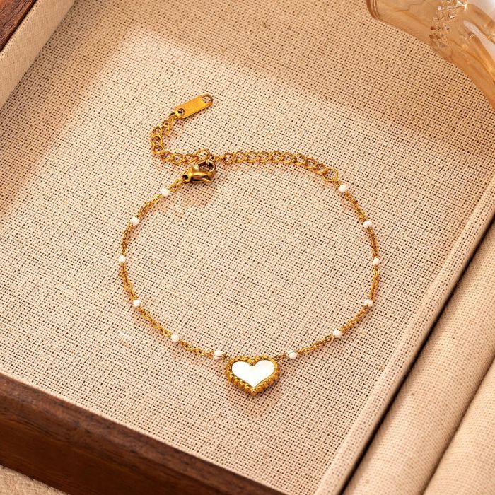 Direct Supply Love Shell Stainless Steel Bracelet for Women Beach Style 18K Gold Plated Versatile High-End Jewelry Wh...