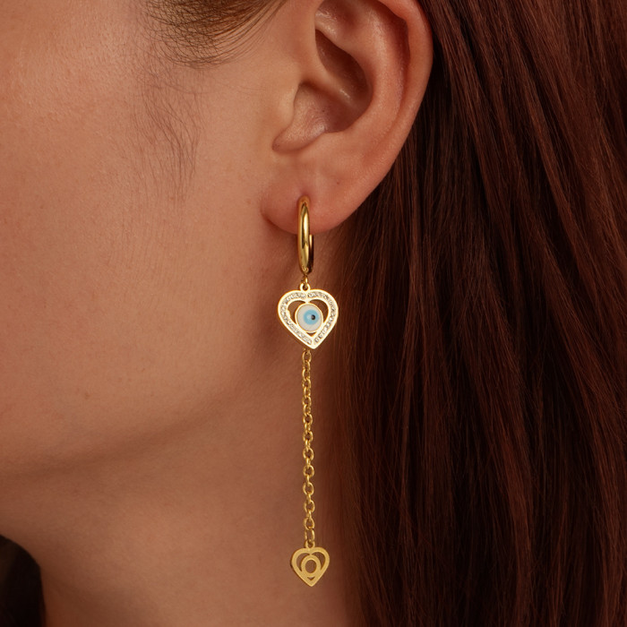 Direct Supply Tassel Stainless Steel Earrings for Women with Chain Link Eye Pendant Hoop Earrings Versatile 18K Earri...