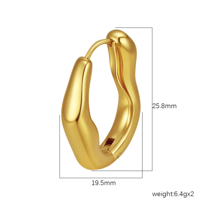 Cross-Border E-commerce Stainless Steel Earrings Vintage Hong Kong Style Simple Irregular Elegant Commuting Versatile Temperament Women's Ear Clips
