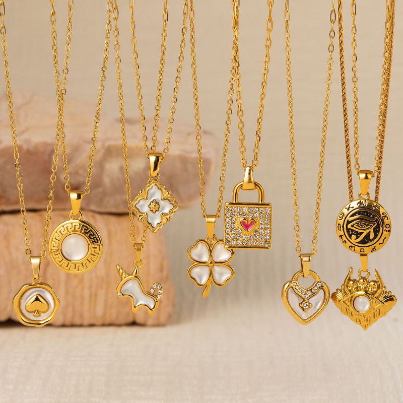 Cross-Border Direct Supply Stainless Steel Necklace European and American Fashion Retro Geometric Necklace for Women Simple and Elegant Collarbone Chain Jewelry