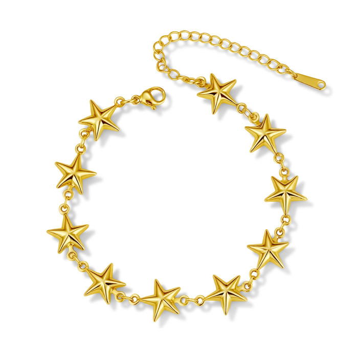 Cross-Border Direct Supply Stainless Steel Hollow Bracelet for Women, Light Luxury High-End Cross Chain, Versatile Trendy 18K Handmade Chain