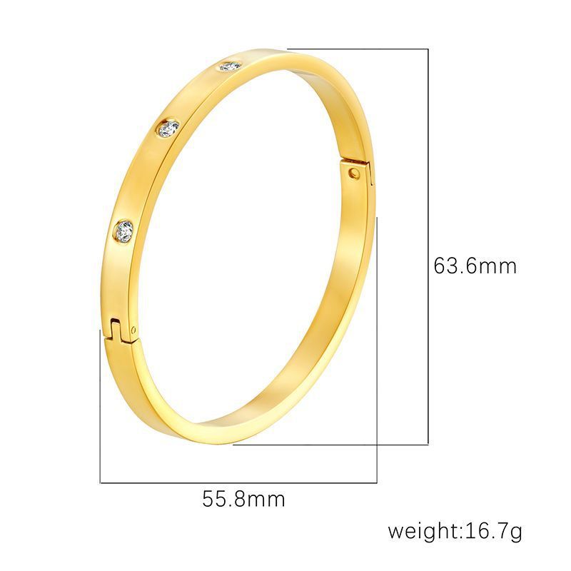 Cross-Border Exclusive Stainless Steel Bracelet 18K Women Full Diamond Carriage Bracelet Non-Fading Simple Versatile Jewelry Wholesale