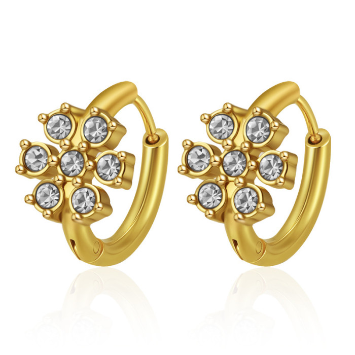Simple and Stylish Zircon Butterfly Stainless Steel Earrings for Women Trendy 18K Plated Hoop Versatile Ear Jewelry