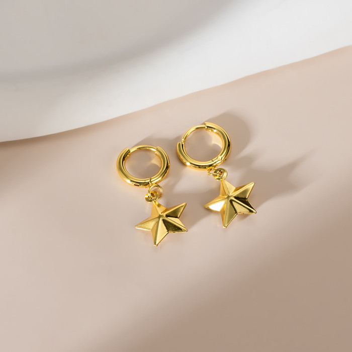 Qiaojin Jewelry Stainless Steel Electroplated 18K Shell-Shaped Fashion Light Luxury Ear Clips Earrings Simple Ear Acc...