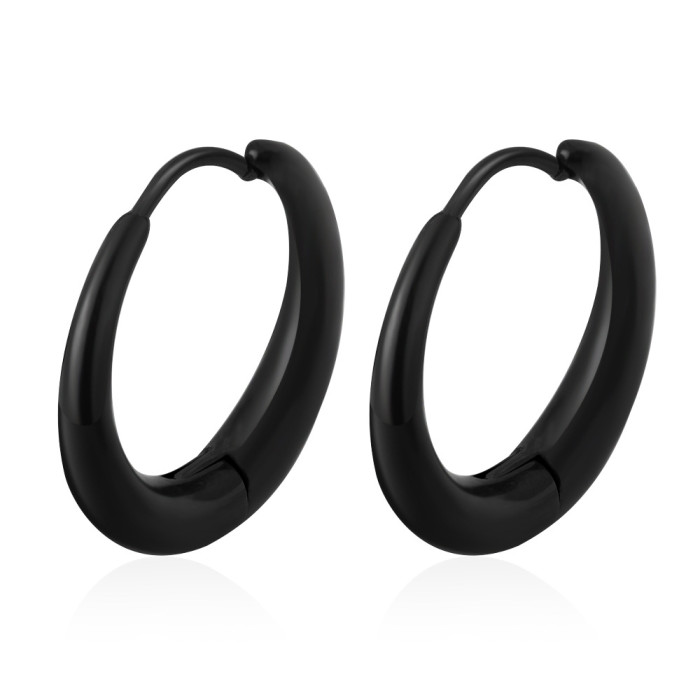 Direct Supply Round Stainless Steel Earrings for Women Versatile Simple 18K Plated Earrings Geometric Trendy Ear Jewe...
