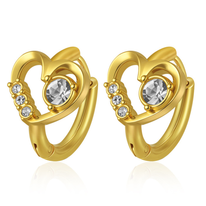 Inlaid Zircon Earrings Stainless Steel Women's New Flower Heart Earrings Elegant High-End Feel Earrings