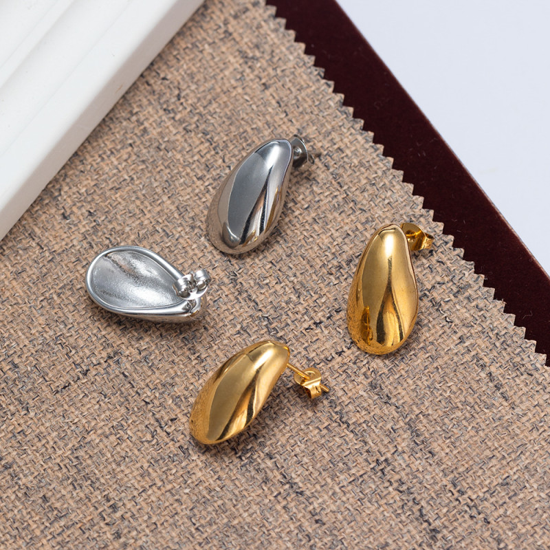 European and American Cross-Border High-End Personality Water Drop Titanium Steel Earrings for Women Fashion Minimalist Niche Light Luxury Stainless Steel Ear Jewelry