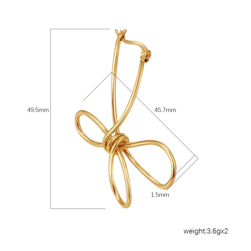 Cross-Border Fashion Petal Shape Stainless Steel Knotted Earrings Women's Trendy 18K High-End Versatile Earrings Wholesale