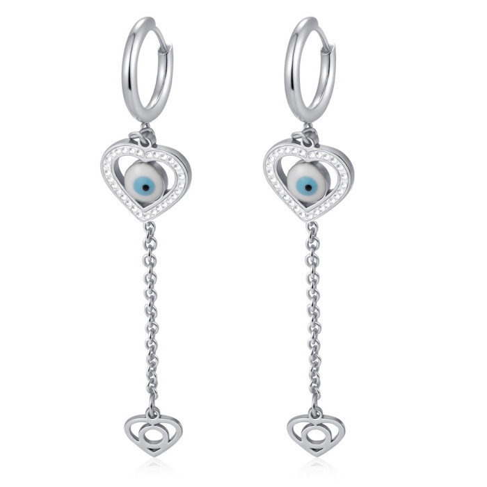 Direct Supply Tassel Stainless Steel Earrings for Women with Chain Link Eye Pendant Hoop Earrings Versatile 18K Earri...