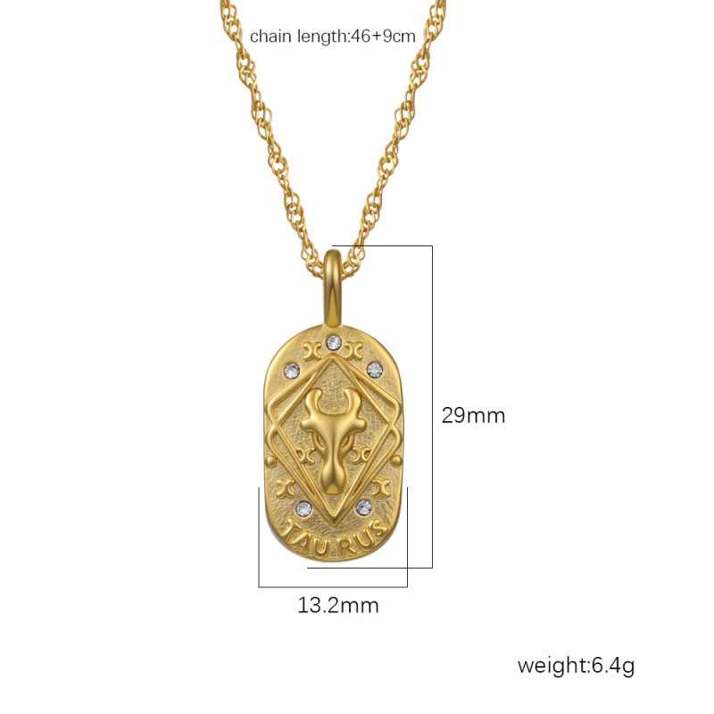 2025 New Cross-Border Zodiac Pendant Necklace Accessories Light Luxury Niche Crushed Ice Women's Gold Necklace
