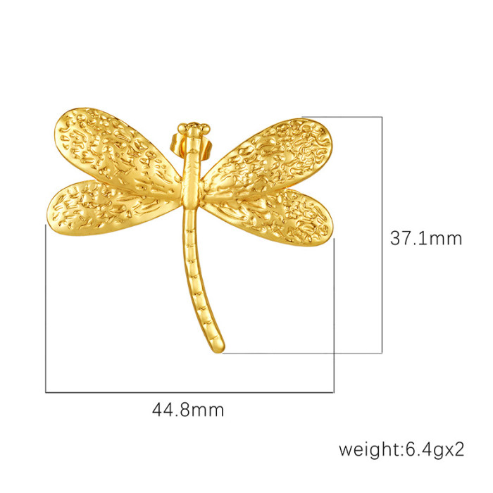 Vintage Stainless Steel Dragonfly Earrings Fashion Women's Insect Stud Earrings Unique Trendy Earrings Wholesale