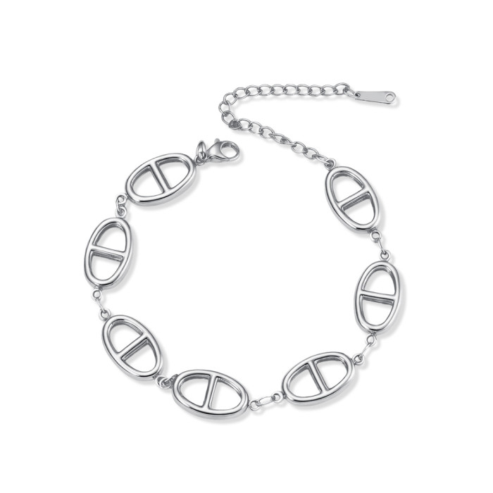 Cross-Border Direct Supply Stainless Steel Hollow Bracelet for Women, Light Luxury High-End Cross Chain, Versatile Trendy 18K Handmade Chain