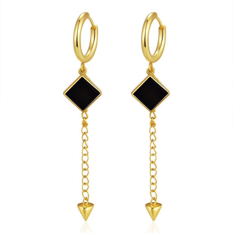 Cross-Border Direct Supply Stainless Steel Tassel Earrings Women's Trendy 18K Pendant Earrings High-End Versatile Earrings Wholesale