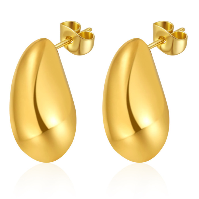 High-End Personality Water Drop Titanium Steel Earrings for Women Fashion Minimalist Niche Light Luxury Stainless Ste...