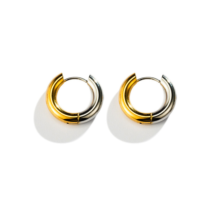 Cross-Border Square Earrings Stainless Steel Personality Unisex Trendy Gold Geometric Pentagram Ear Clips Ear Studs Wholesale