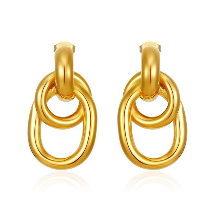 Direct Supply Stainless Steel Wrapped Earrings Women's Vintage Plated 18K Multi-Layer Stud Earrings High-End Feel Ear...