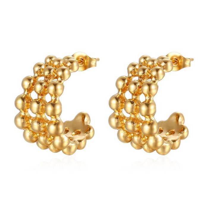 Direct Supply Multi-Layer Stainless Steel Earrings for Women Trendy Versatile Spliced Stud Earrings Niche Design Sens...