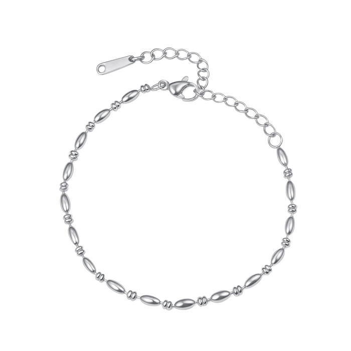 INS Influencer Style Women's Bracelet 18K Gold Oval Bead Chain Pure Chain Bracelet Stainless Steel Bean Bracelet