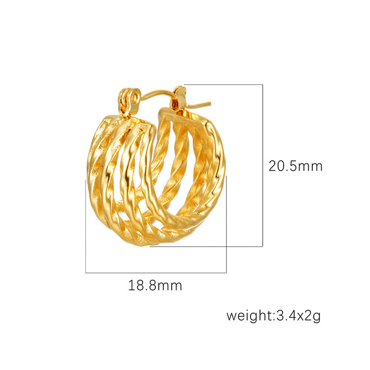 Cross-Border Direct Supply Multi-Layer Stainless Steel Earrings for Women Trendy Versatile Spliced Stud Earrings Niche Design Sense 18K Ear Jewelry
