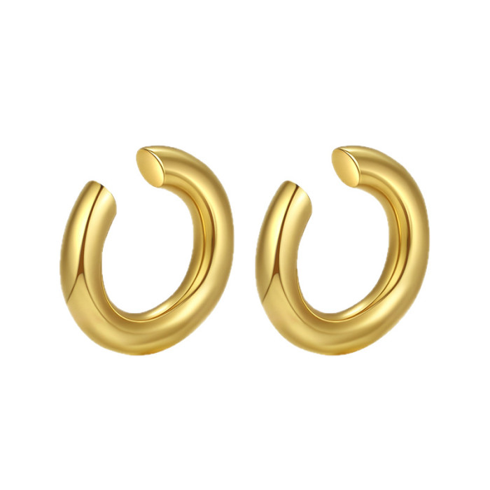 Direct Supply Round Stainless Steel Ear Clips No Piercing Needed Titanium Steel Hoop Earrings 18K Unisex Earrings Wholesale