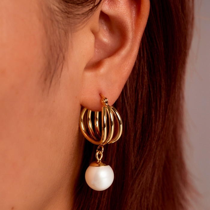 Fashion High-End Design Pearl Pendant Earrings French Style Fashion Stud Earrings Women's Jewelry in Stock