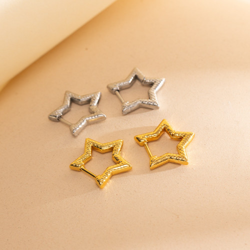 Cross-Border Direct Supply Five-Pointed Star Stainless Steel Earrings European and American Fashion Trend Women's Geometric Earrings Versatile 18K Earrings