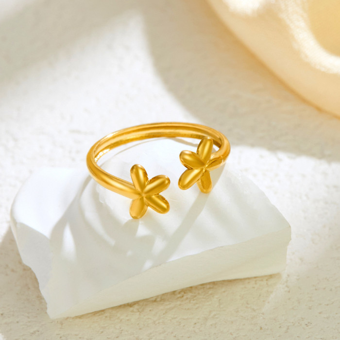 Flower Bloom Wealth Ring Exquisite Adjustable Open Ring Hand Jewelry Small Flower Women's Ring Wholesale Small Jewelry
