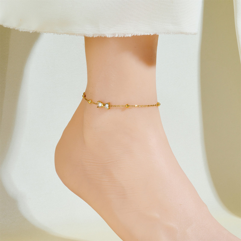 New Fashion Design Exquisite Bracelet Simple Jewelry Set Women's Elegant Bow Zircon Necklace